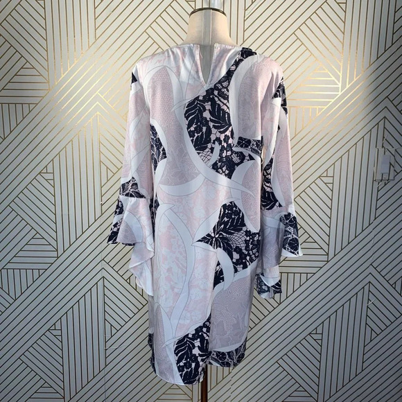 Bar III Ruffle-Sleeve Shift Dress in Pink Combo - Picture 8 of 12